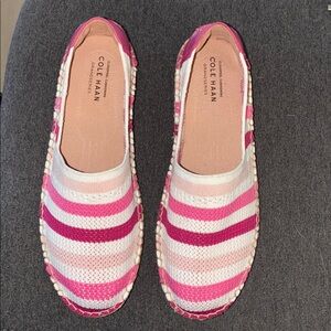 Cole Haan Pink and White Knit Flats